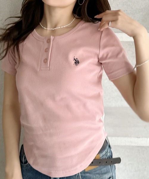 「U.S. POLO ASSN.」 半袖カットソー M ピンク レディース_画像3