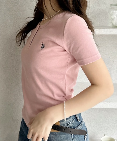 「U.S. POLO ASSN.」 半袖カットソー M ピンク レディース_画像4