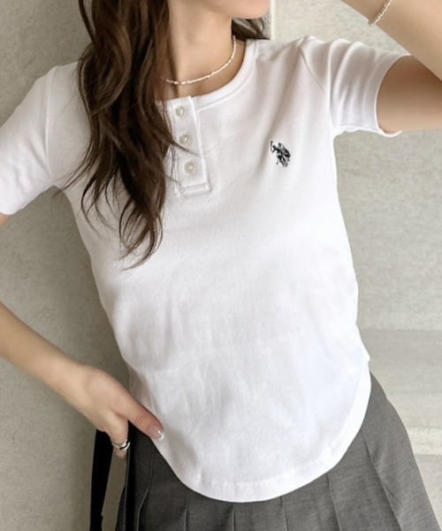 「U.S. POLO ASSN.」 半袖カットソー M ピンク レディース_画像9