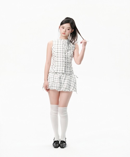 ワンピース Refined Check Ribbon Set black ANDWANG ワンピース Refined Check Ribbon Set : ZOZOTOWN Yahoo!店