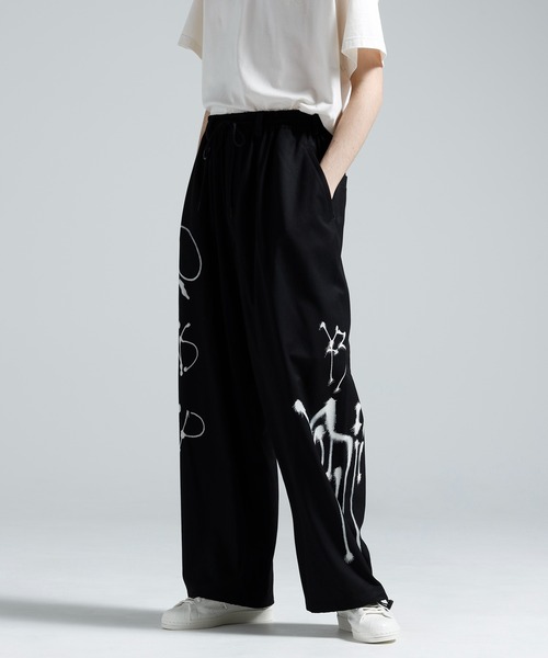 Y-3 ワイドパンツ パンツ CHITO GRAPHIC WIDE WOOL PANTS メンズ
