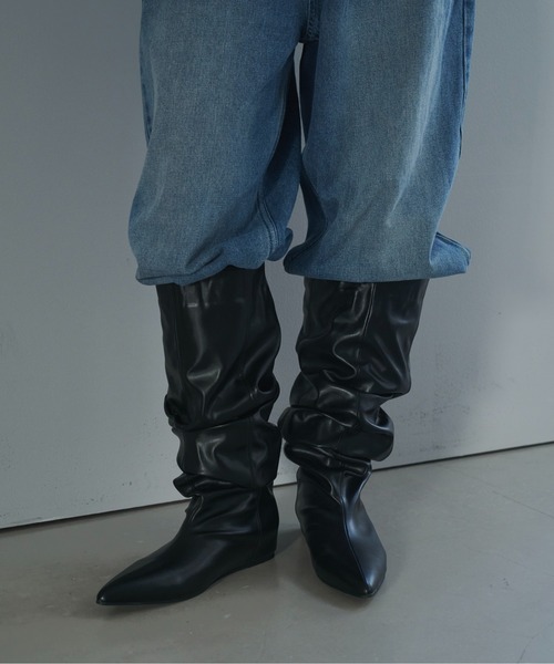 FEKETE（フェケテ） ロング ブーツ wide slouchy boots / ワイドスラウ
