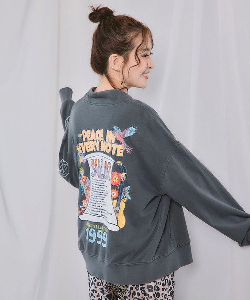 tシャツ 163624：スカラーピース柄 ピグメント染めカーディガン レディース