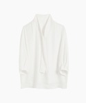ブラウス シャツ Vネックボウタイ風シフォン七...の詳細画像1