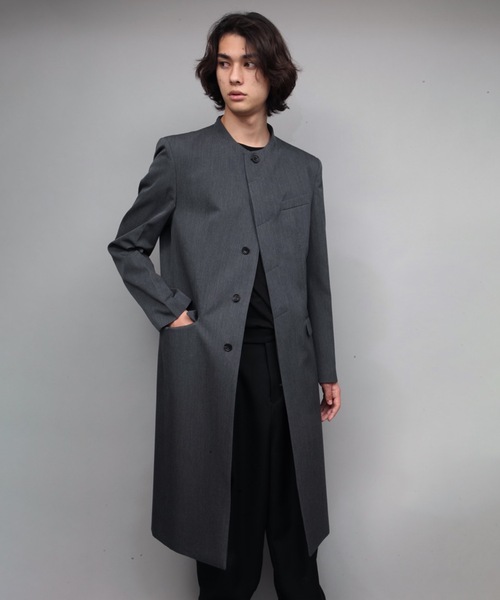 ATO ノーカラージャケット ATO ジャケット ノーカラージャケット round neck coat メンズ