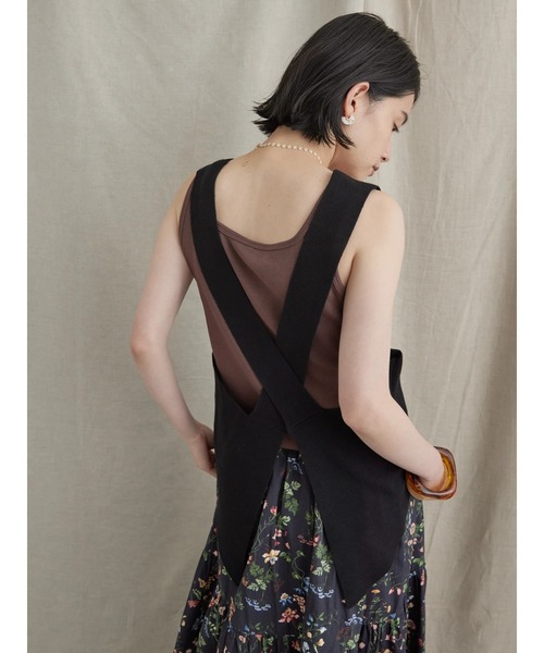 AMERICAN HOLIC ベスト Vネックバッククロスニットベスト