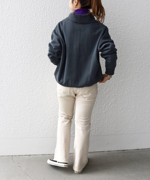 SHIPS any トップス any:「ウォッシャブル」裏起毛 ラペル プル