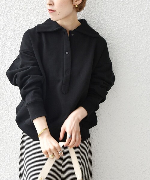 SHIPS any トップス any:「ウォッシャブル」裏起毛 ラペル プル