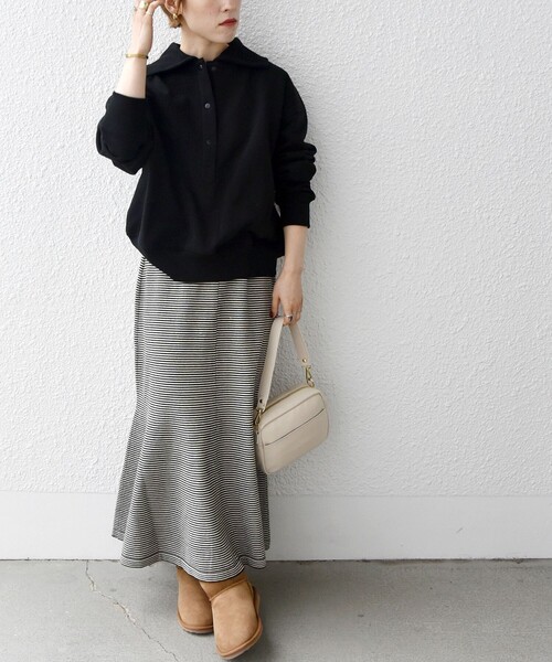 SHIPS any トップス any:「ウォッシャブル」裏起毛 ラペル プル