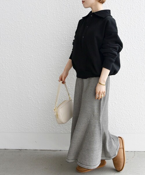 SHIPS any トップス any:「ウォッシャブル」裏起毛 ラペル プル