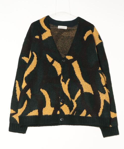 【美品】 古着 カーディガン 総柄 マルチカラー Mサイズ レディース 古着 90s United Knitwear 花 フラワー パンジー ウール