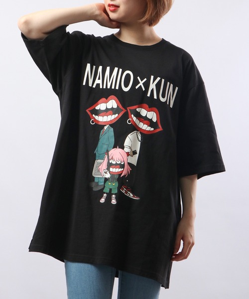 RE730 スマホショルダー tシャツ なみおくんプリント ルーズ半袖T