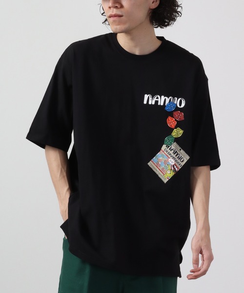 RE730 スマホショルダー tシャツ なみおくんプリント ルーズ半袖T