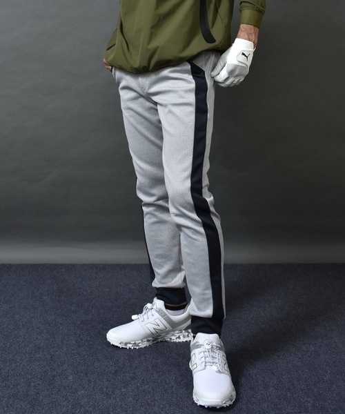 スウェットパンツ ジャージ ポンチ ストレッチ ジャージ素材 ライン入り ゴルフウェア ジョガーパンツ メンズ