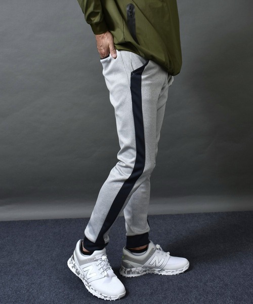 スウェットパンツ ジャージ ポンチ ストレッチ ジャージ素材 ライン入り ゴルフウェア ジョガーパンツ メンズ