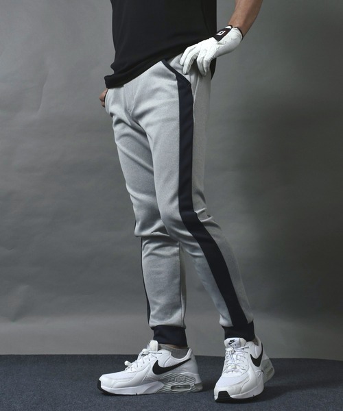 スウェットパンツ ジャージ ポンチ ストレッチ ジャージ素材 ライン入り ゴルフウェア ジョガーパンツ メンズ