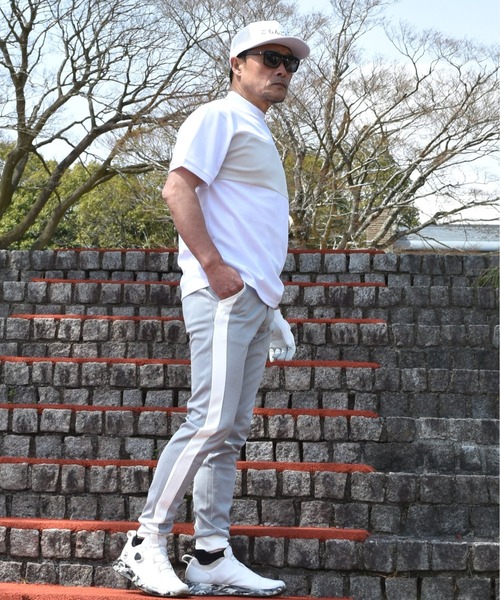 スウェットパンツ ジャージ ポンチ ストレッチ ジャージ素材 ライン入り ゴルフウェア ジョガーパンツ メンズ