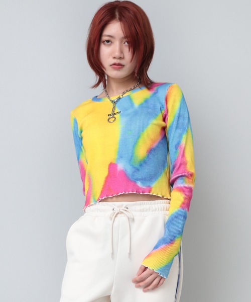 tシャツ M2105 タイダイリブロンＴ レディース
