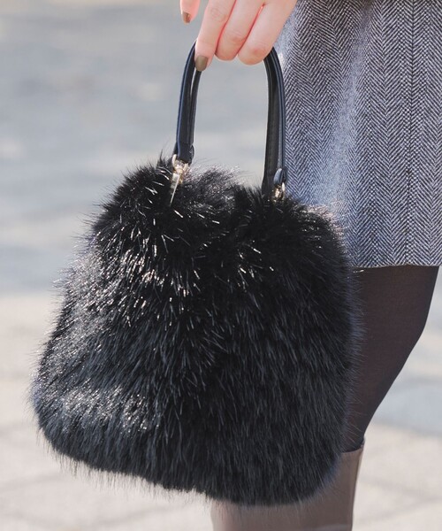 ファーバッグ リュック ショルダー チェーンショルダーファーバッグ | Bagoodtimeshop