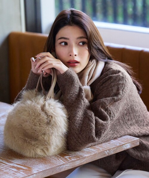 Tiaclasse デイバック リュック フェイクファー巾着バック レディース