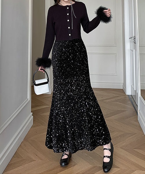 gossip!ロサンゼルス スカート マーメイドスパンコールロングスカート