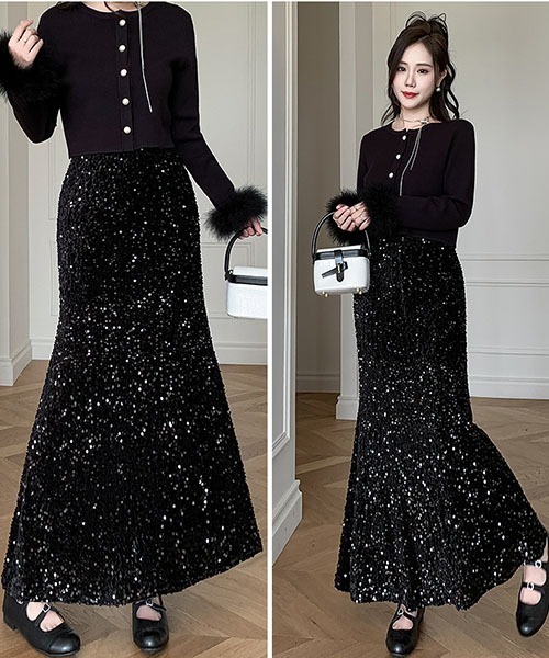 gossip!ロサンゼルス スカート マーメイドスパンコールロングスカート