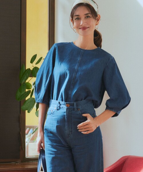 ブラウス シャツ 「Oggi4月号掲載/洗える」23区DENIM ライトダンガリー ブラウス レディース