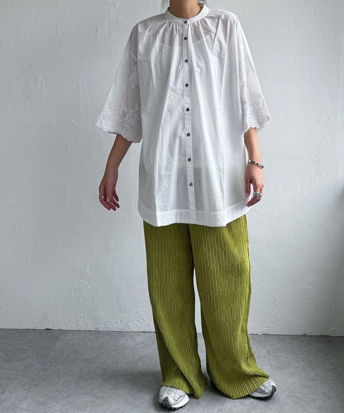 ブラウス シャツ bulスカラップ刺繍チュニック レディース LBC ブラウス シャツ bulスカラップ刺繍チュニック レディース