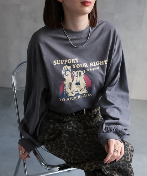 LIBJOIE tシャツ Tシャツ ウールロングTシャツ レディース ロンT ロングTシャツ レディース トップス 長袖 無地 丸首・(100