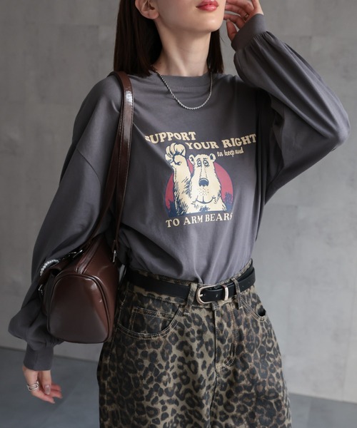 DSC サマーベアプリントロングTシャツ LACーVERT tシャツ ベアプリントロンT レディース : ZOZOTOWN