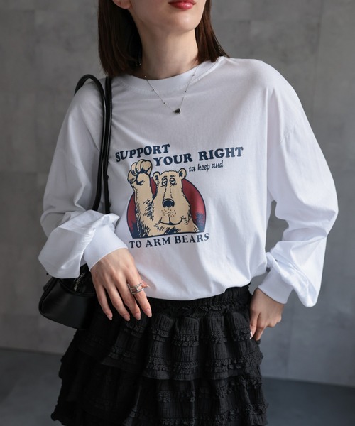 tシャツ バッキンガムベア プリントT レディース LACーVERT tシャツ ベアプリントロンT レディース : ZOZOTOWN