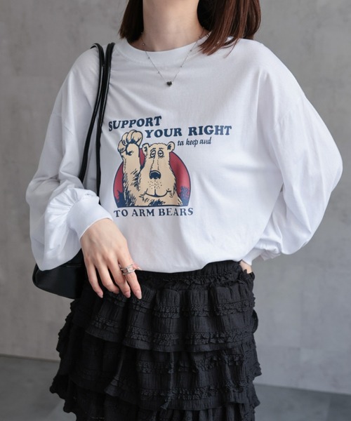 DSC サマーベアプリントロングTシャツ LACーVERT tシャツ ベアプリントロンT レディース : ZOZOTOWN