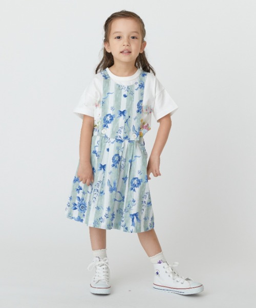 hakka kids 水色 花柄 フォーマル ワンピース 白 ジャケト hakka kids 