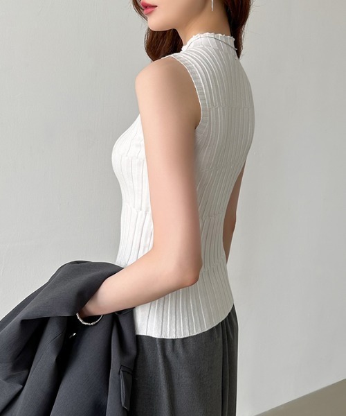 COCOMOMO ニット セーター 「7色展開」 大人きれいめ ノースリーブ