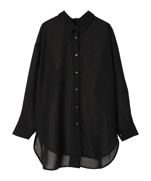 Theory 長袖ブラウス シアーシャツ シースルー コットンシアーブラウス黒 STYLEBLOCK シャツ ブラウス シャツジャケット シアー