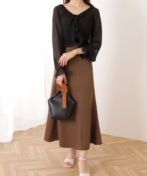 Lace Ladies カーディガン キャンディ袖 シアー フリル ボレロ