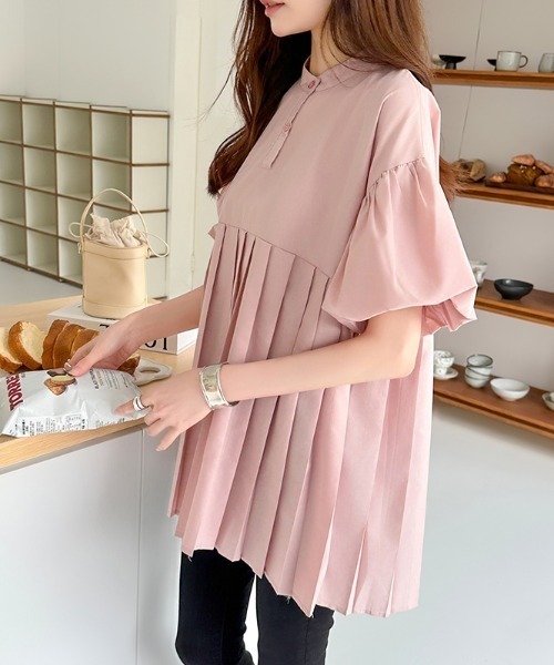 COCOMOMO ブラウス シャツ ペプラムチュニック プリーツブラウス