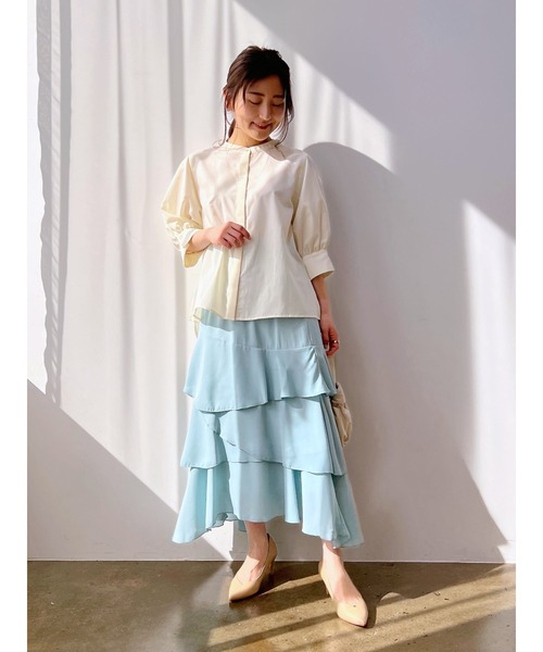スカート ランダムヘムティアードスカート「低身長・小柄女性