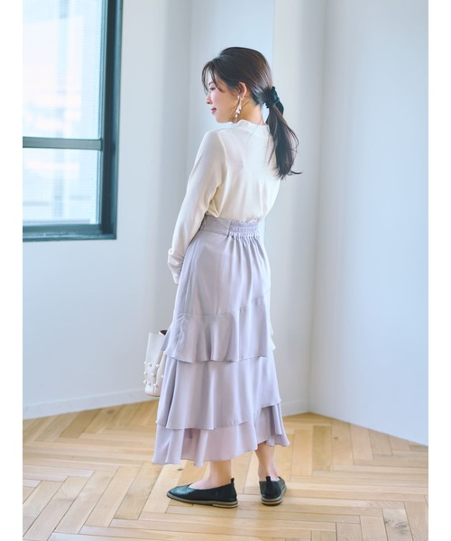 スカート ランダムヘムティアードスカート「低身長・小柄女性