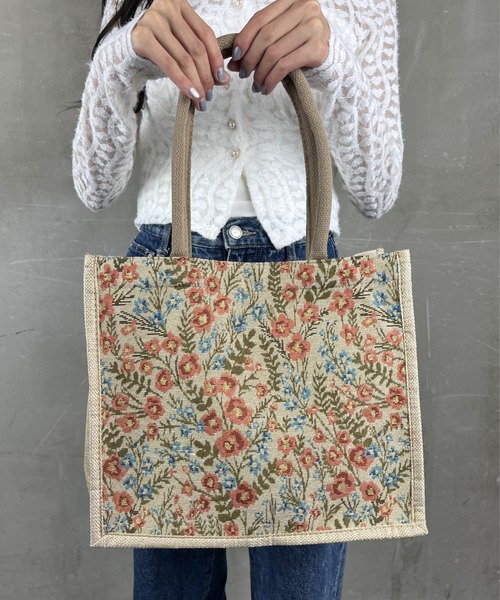 値下げしました【未開封未使用】花柄　トートバッグ 再販 花束刺繍のトートバッグ トートバッグ AZmama 通販