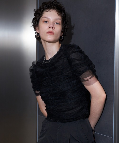 未使用　JOSE MOON LAYERED SHEER GATHER TOPS JOSE MOON LAYERED SHEER GATHER TOPS