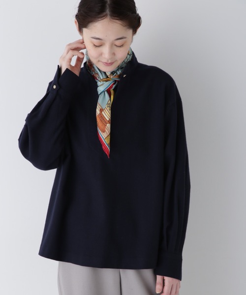 human woman / ヒューマンウーマン ◆セミ梳毛ツイルブラウス human woman ブラウス シャツ セミ梳毛ツイルブラウス