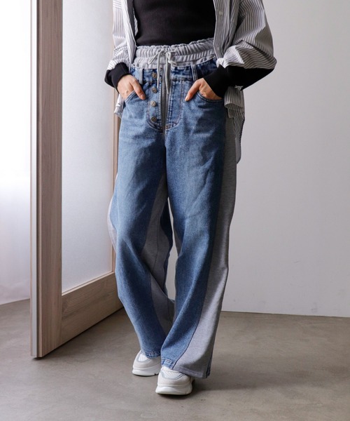 Cepica（セピカ） スウェットパンツ ジャージ デニムリメイクライク