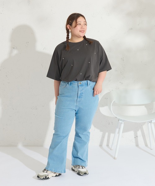 Louiosy パンツ デニム ジーンズ 「大きいサイズ」刺繍ポケット付き 