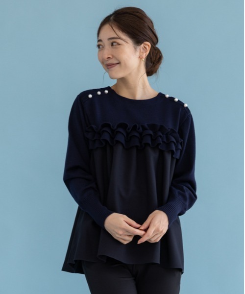 ニット セーター 「SONO/ソーノ」「チアフルニットset-up」チェストフリルハイブリッドニットPO レディース Sono ニット セーター 「SONO/ソーノ」「チアフルニットset-up