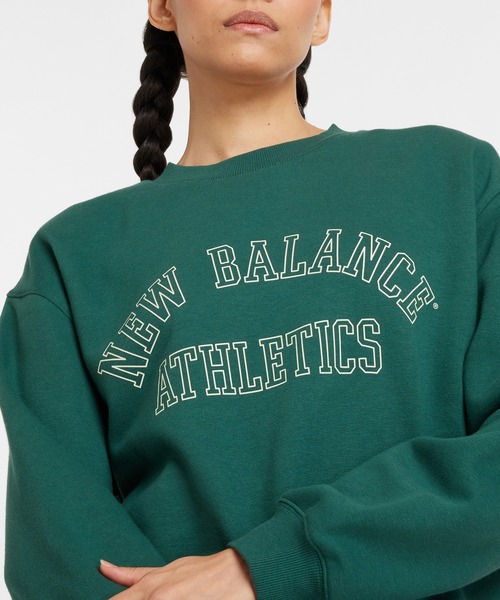 ニューバランス New Balance レディース スウェットトレーナー グラフィックフレンチテリークルー_(裏起毛) WT43516 （グリーン） New Balance トレーナー スウェット グラフィックフレンチテリー