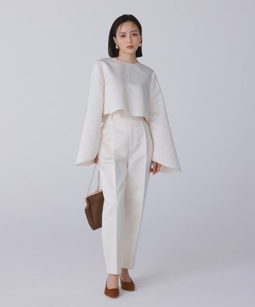 anuans ラッフルスリーブブラウスホワイト