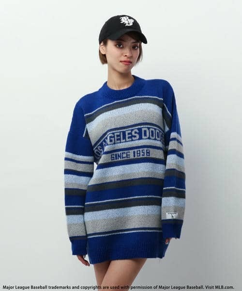 BACK TO THE FIELD ワンピース 「MLB」マルチボーダージャガードニット