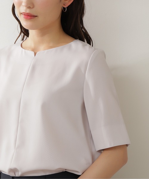 「NATURAL BEAUTY BASIC」 半袖ブラウス MEDIUM チャコールグレー レディース NATURAL BEAUTY BASIC 「NATURAL BASIC」 半袖ブラウス MEDIUM