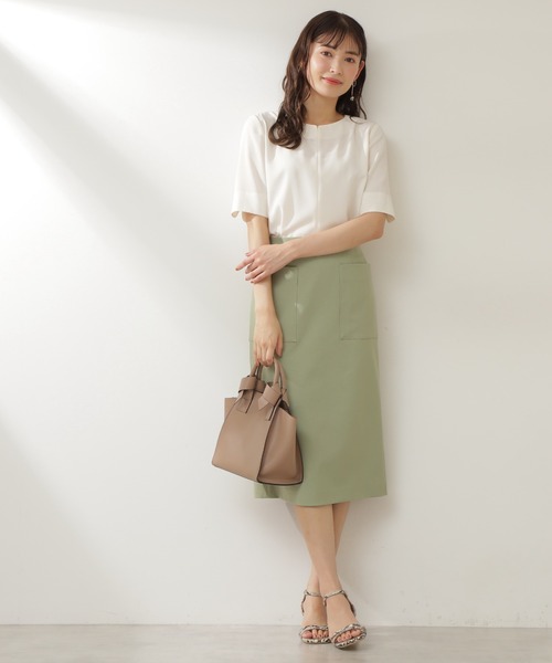 「NATURAL BEAUTY BASIC」 半袖ブラウス MEDIUM チャコールグレー レディース NATURAL BEAUTY BASIC 「NATURAL BASIC」 半袖ブラウス MEDIUM
